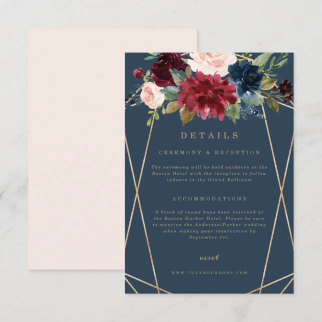 Tarjeta de elegancia otoñal geométrica con detalle (Anverso / Reverso)