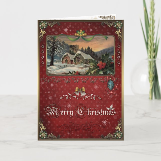 Tarjeta de elegancia para navidades, Winter Villag (Anverso)