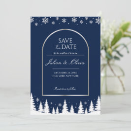 Tarjeta de Elegante Azul Marino de Invierno para G