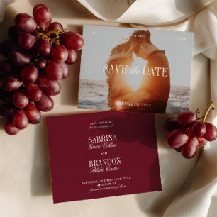 Tarjeta de Elegante Foto Burdeos para Anunciar la
