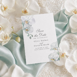 Tarjeta de Elegante Minimalista de Orquídeas Blanc