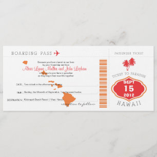 Tarjeta de embarque a invitación de matrimonio haw