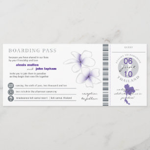 Tarjeta de embarque a la invitación de boda de Tai