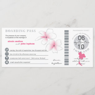 Tarjeta de embarque a la invitación de boda de Tai