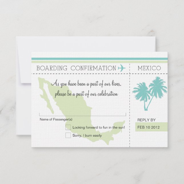 Tarjeta de Embarque A MÉXICO RSVP (Anverso)