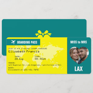 Tarjeta de Embarque Amarillo Limón y Verde Agua pa