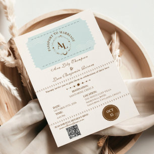 Tarjeta de embarque azul polvoriento Boda cósmica 