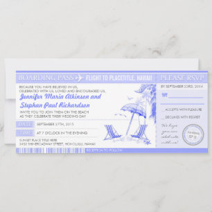 tarjeta de embarque azul tropical - invitaciones d