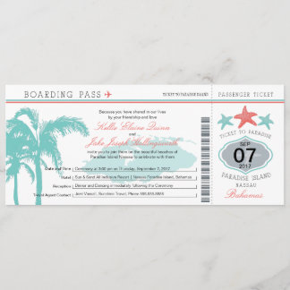 Tarjeta de embarque Boda de Nassau Bahamas