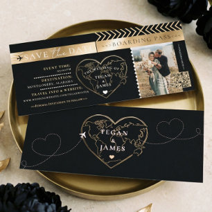 Tarjeta de Embarque Bodas de Oro Negro Save The Da