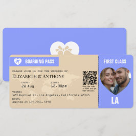 Tarjeta de Embarque Bodas de Periwinkle y Arena Cá