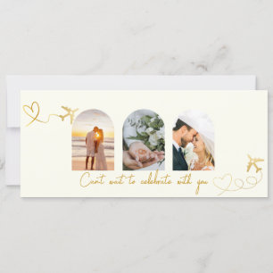 Tarjeta de embarque con foto de boda