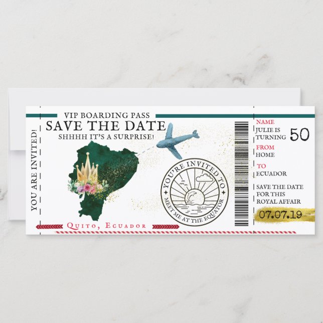 Tarjeta de embarque | Cumpleaños de destino sorpre (Anverso)