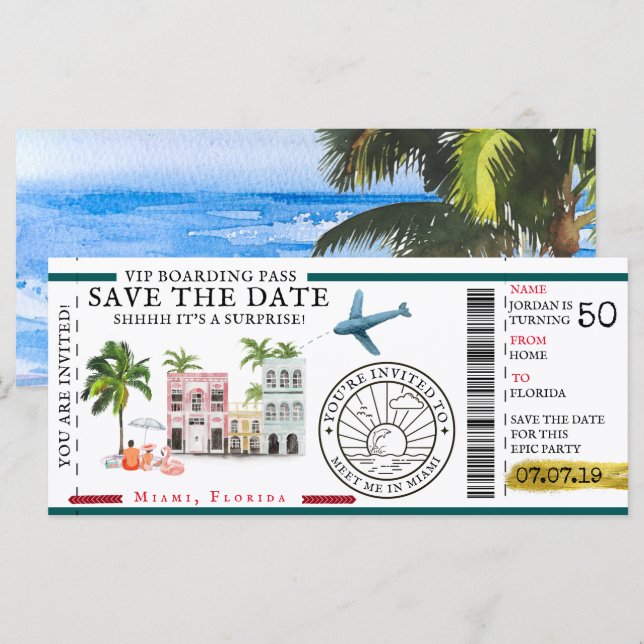 Tarjeta de embarque | Cumpleaños de destino sorpre (Anverso / Reverso)