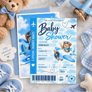 Tarjeta de embarque de avión de osito de peluche p