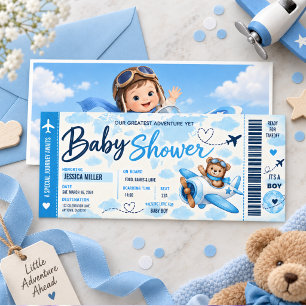 Tarjeta de embarque de avión de osito de peluche p
