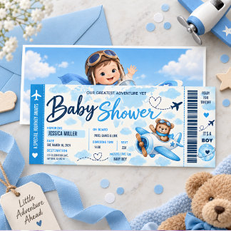 Tarjeta de embarque de avión de osito de peluche p