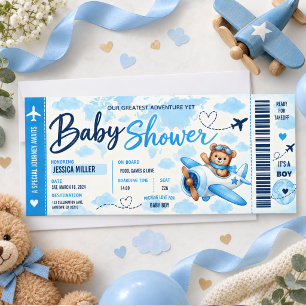 Tarjeta de embarque de avión de osito de peluche p