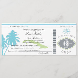 Tarjeta de embarque de boda a Cuba