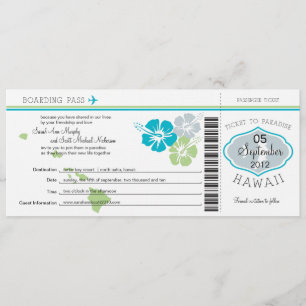 Tarjeta de embarque de boda a Hawái