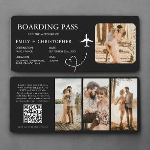 Tarjeta de embarque de boda Código QR Ticket