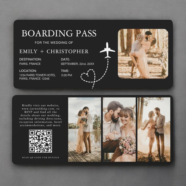Tarjeta de embarque de boda Código QR Ticket (Subido por el creador)
