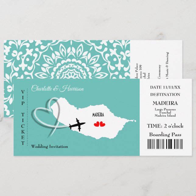 Tarjeta de embarque de Boda de Madeira (Anverso / Reverso)