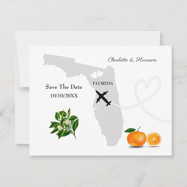 Tarjeta de embarque de boda destino Florida (Anverso)