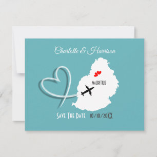 Tarjeta de embarque de boda destino Mauricio