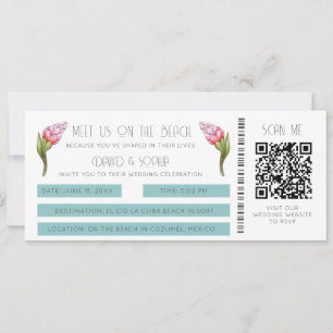 Tarjeta de embarque de código QR para bodas de des