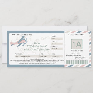 Tarjeta de embarque de cumpleaños de avión antiguo