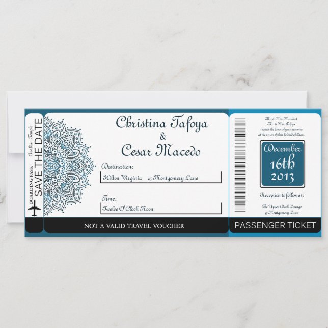 Tarjeta de embarque de fiesta marroquí Invitación  (Anverso)