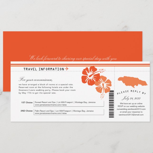 Tarjeta de embarque de Hibiscus Jamaica | Alojamie (Anverso / Reverso)