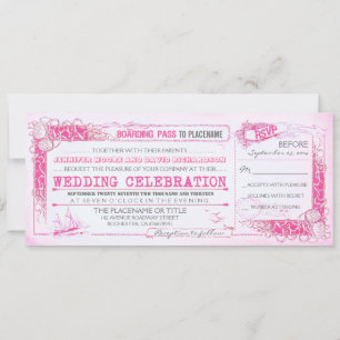 Tarjeta de embarque de invitación a boda náutica r