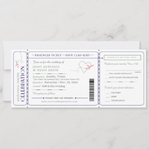 Tarjeta de embarque de invitación a bodas Comidas