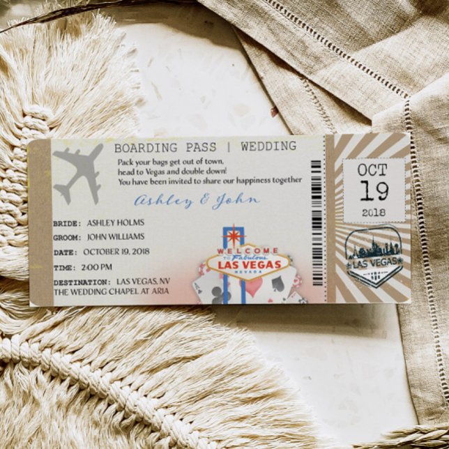 Tarjeta de embarque de Las Vegas Invitación de bod (Subido por el creador)
