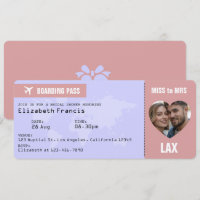 Tarjeta de embarque de lavanda y rosa polvorienta 