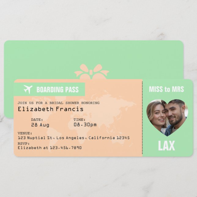 Tarjeta de Embarque de Melocotón y Menta para Desp (Anverso / Reverso)