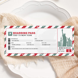 Tarjeta de embarque de Navidad de Nueva York como