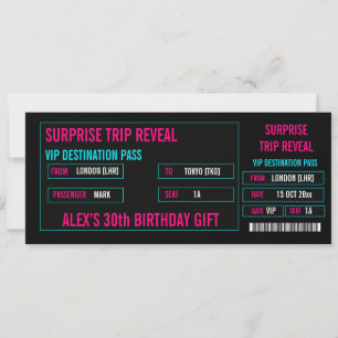 Tarjeta de embarque de revelación de viaje sorpres