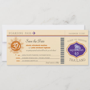 Tarjeta de embarque de Tailandia Save the Date