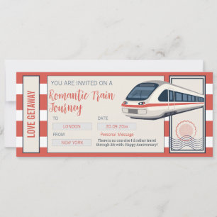 Tarjeta de Embarque de Tren de Viaje Romántico Edi