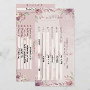 Tarjeta de embarque Dusty Rose para boda