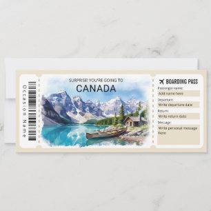 Tarjeta de embarque editable para viaje a Canadá