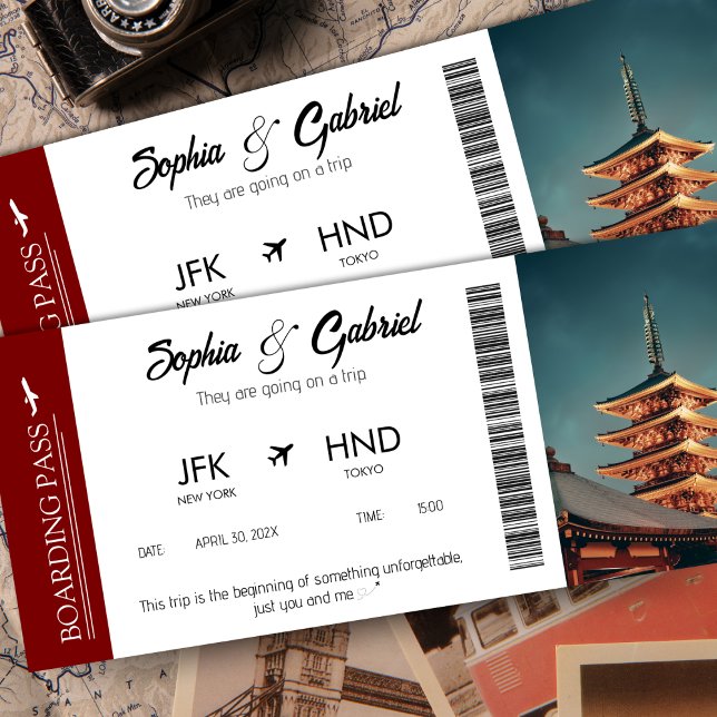 Tarjeta de embarque Flight Gift Voucher Photo (Boarding Pass Birthday Flight Gift Voucher Photo Invitation)