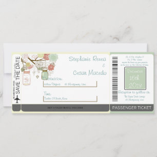 Tarjeta de embarque floral de primavera Invitación