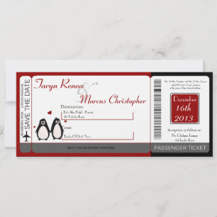 Tarjeta de embarque Invitación de boda de lino Pin
