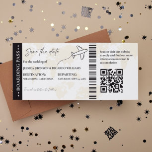 Tarjeta de embarque Minimalista guardar la fecha d