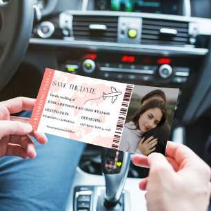 Tarjeta de embarque monograma guardar fecha de la