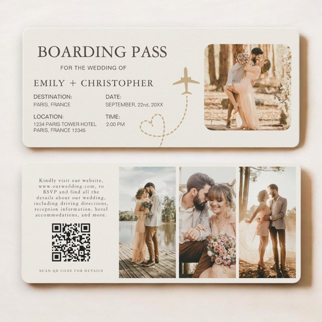Tarjeta de embarque para boda con pasaje aéreo (Subido por el creador)